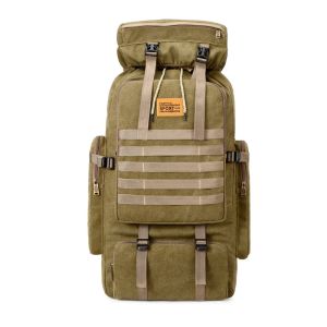 Rugzak Outdoor 80L BackpackTactical Militaire Camping Wandelen Mannen Canvas Reizen Klimtas Touw Sling Grote Laptop Rugzak