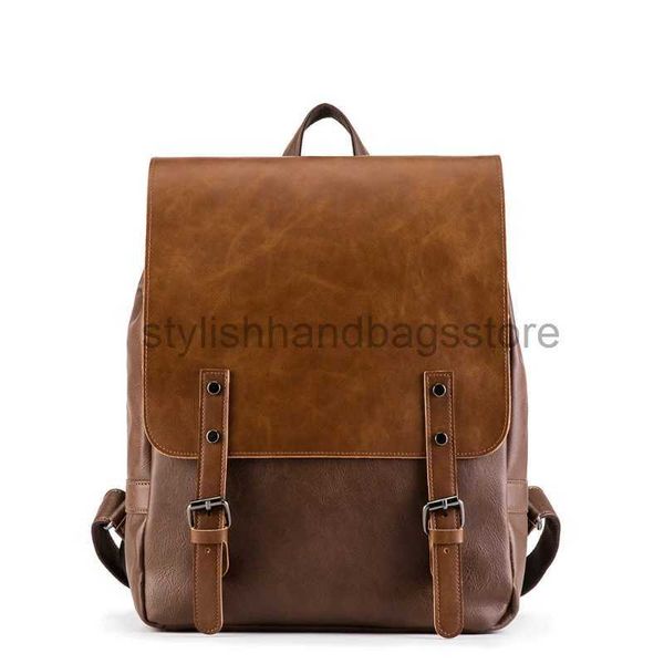 Mochila Bolsas para exteriores Bolsa para caminar Mochila Vintage de PU para hombre Mochila de ocio de gran capacidad Bagstylishhandbagsstore