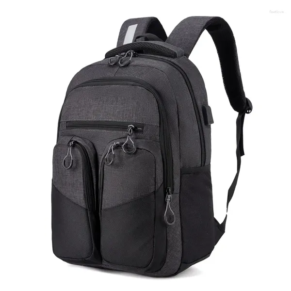 Sac à dos Oxford imperméable pour hommes, sac d'école multi-poches de grande capacité pour garçons, sacs à dos d'ordinateur portable tendance, sacs à livres de loisirs pour étudiants