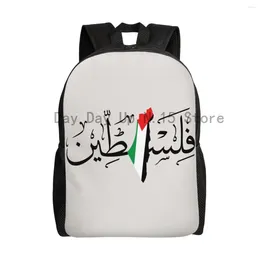 Backpack Palestine Arabe Calligraphie Nom avec Palestinien Flag Carte Travel School Bookbag Bookbag College Daypack Sacs