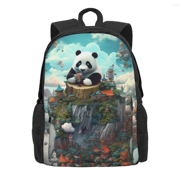 Sac à dos panda 3d Animal Big Scene University Sac à dos Men coloré de grands sacs de lycée.
