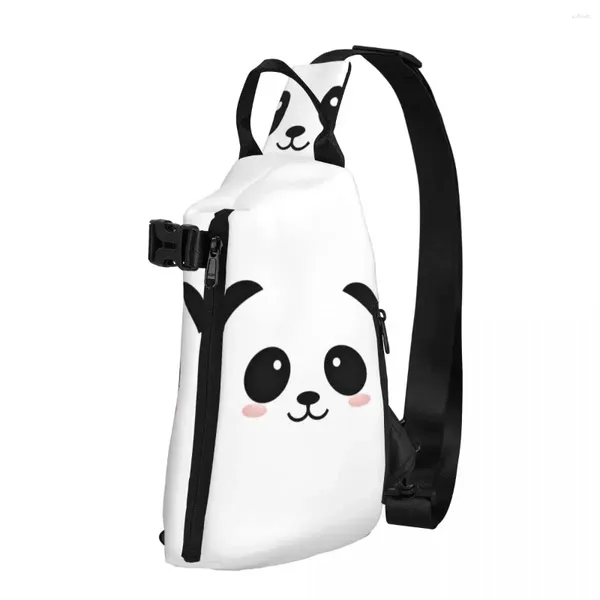 Sac à dos Panda Bear, sacs à bandoulière, Kawaii, sac de poitrine pour hommes, cyclisme, Style extérieur, écharpe d'affaires imprimée