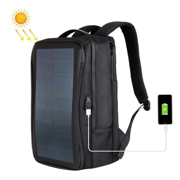 Mochila Panel Mochilas Conveniencia Carga Bolsas para portátiles para viajes Cargador solar de 12 W Mochilas con asa Puerto USB 0103