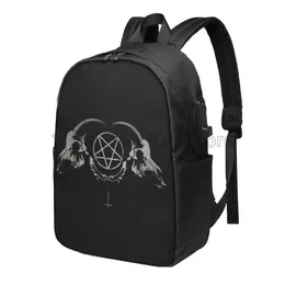 Rugzak pentagram satantische occulte kerk van satan geit goth laptop 17 inch reizen backpacks schooltas unisex casual daypack