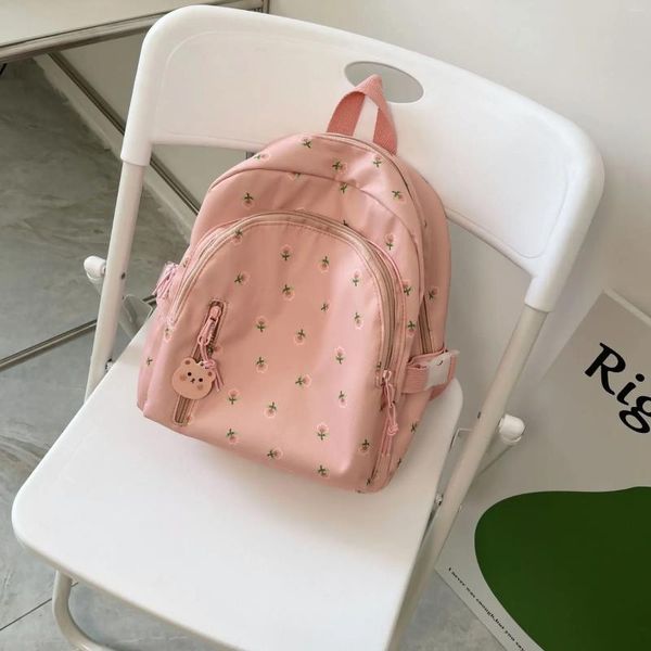 Sac à dos personnalisé broderie nom école florale pour filles sac à dos décontracté dames sacs à dos sacs à main