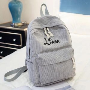Backpack Personalized Corduroy Women Schoolbag Customized Embroidered Training Anti-theft Shoulder Bag For Teenager