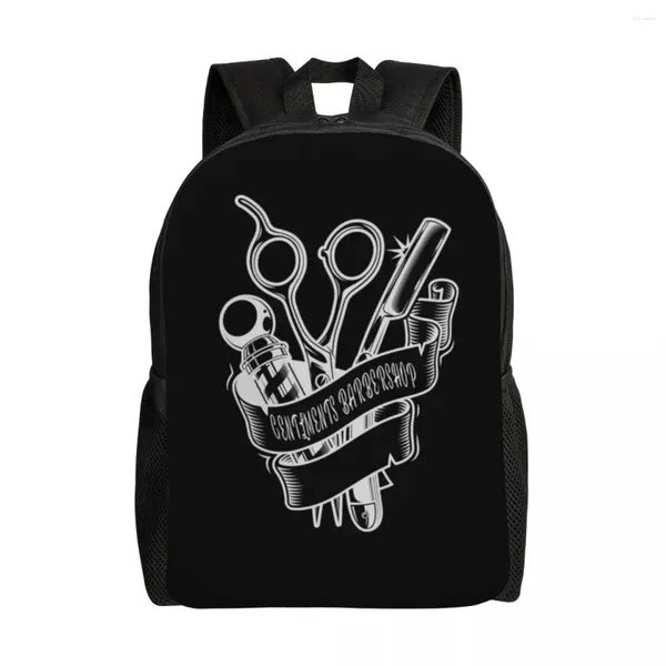 Sac à dos personnalisé Mentlemens Barbershop Backpacks Men Femmes Book Bookbag pour l'école Coiffeur de collège Sacs d'outils de coiffeur