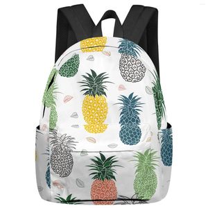 Sac à dos couleur ananas dessin animé grande capacité, sac à dos de voyage, cartable pour adolescentes, sacs pour ordinateur portable