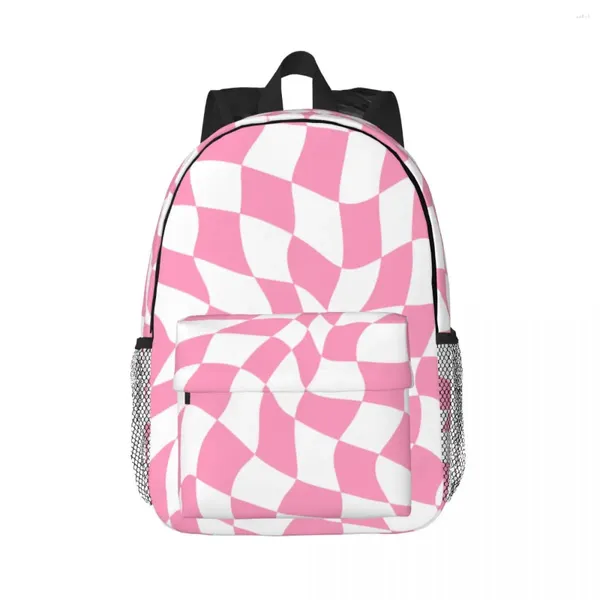 Mochila Pink Check Board Patrón de moda Bolsa Bebé Niños Niñas Bolsas de viaje escolares Regalos de Navidad para niños