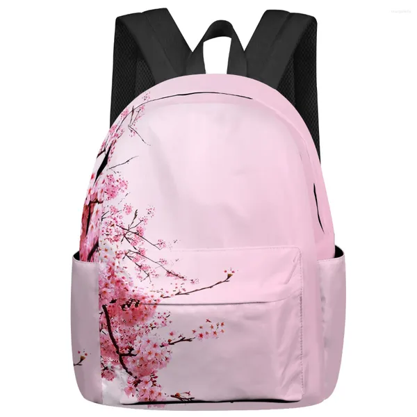 Mochila Pink Cherry Blossom Gradiente Bolsas de la escuela de la escuela COMPLAPTOP POR LAPTOP PARA HOMBRES Mujeres Femenino Mochila
