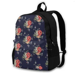 Sac à dos rose design sac à grande capacité ordinateur portable 15 pouces de fleurs de floral motif de fleurs jolies vintage roses girly shabby chic