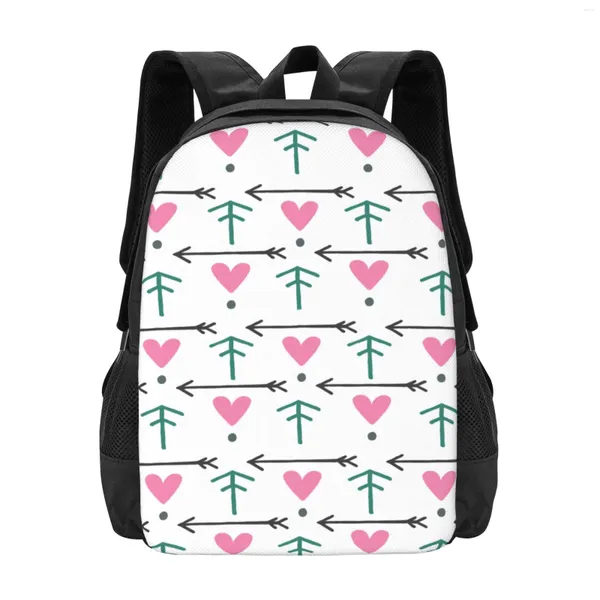 Mochila Rosa Amor Corazón Y Flecha Clásico Lona Básica Escuela Casual Mochila Oficina Para Hombres Mujeres