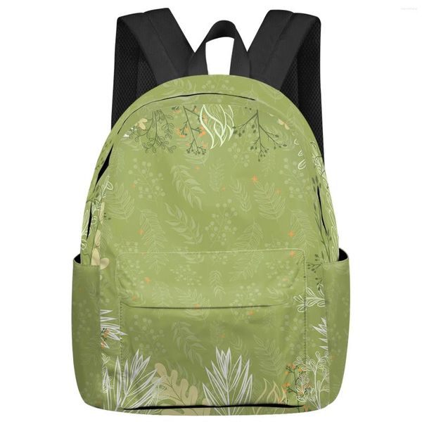 Mochila planta hojas flores ramas simple estudiante bolsas escolares portátil personalizado para hombres mujeres mujer viaje mochila