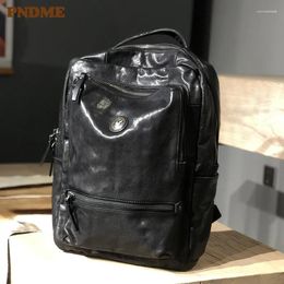 Sac à dos pndme mode luxe réel en cuir authentique masculins noirs de voyage en plein air de haute qualité