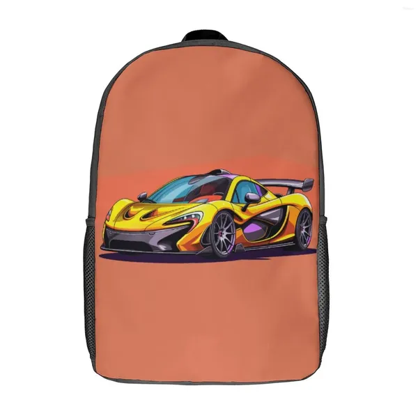 Sac à dos puissant pour la voiture de sport 2D Éléments dessins animés femmes hommes polyester extérieur sacs à dos durable sacs de lycée sacs à dos de billets