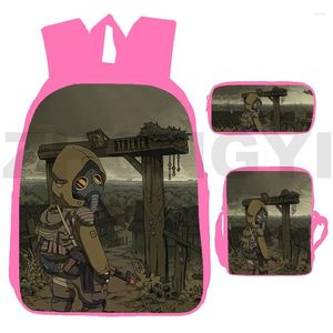 Backpack Primary Students 3D S.T.A.L.K.E.R. 2 Hart of Game School Backack 3 Set Cartoon Stalker Shadow Rucksack Laptop Crossbody Bags