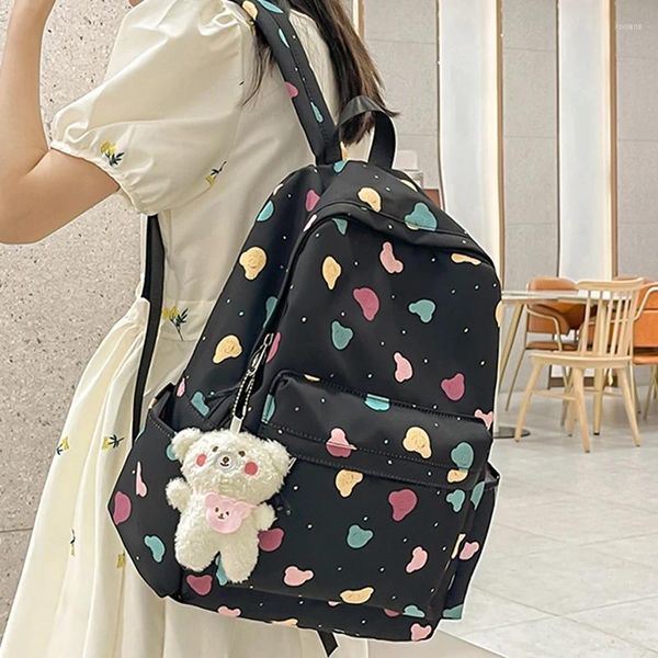 Sac à dos imprimé pour femmes, sac de voyage en Nylon imperméable Kawaii pour adolescentes, petits sacs de livre d'école mignons