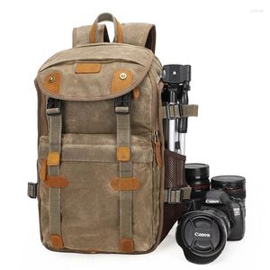 Sac à dos caméra professionnel dslr SLR Pographie Sac vintage imperméable avec porte-trépied 15 pouces Compartiment pour ordinateur portable