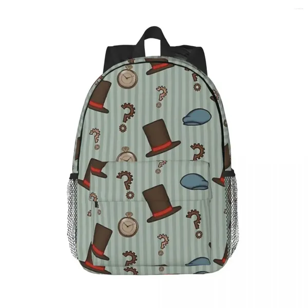 Sac à dos professeur Layton motif répété (vert) sacs à dos garçons filles cartable décontracté enfants sacs d'école ordinateur portable sac à dos sac à bandoulière