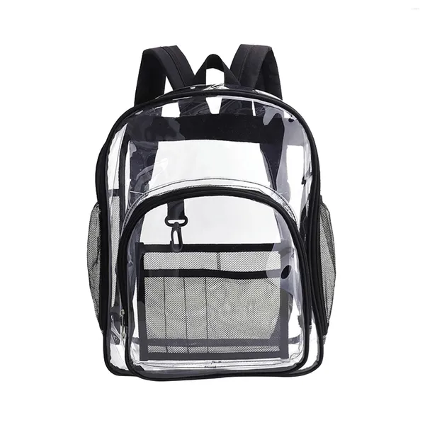 Sac à dos PVC imperméable hommes femmes Transparent étudiants Double fermeture éclair confortable voyage scolaire grande capacité robuste clair