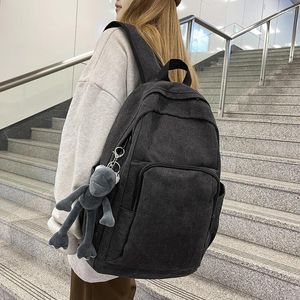 Backpack Quality Canvas Femmes Couleur solide Unisexe Organigramme Fashion Fashion Student Schoolbag Backbag de voyage de grande capacité