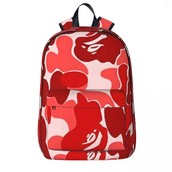 Sac à dos rouge hypebeast luxe camouflage camouflage enfants sac à école ordinateur portable de rotation