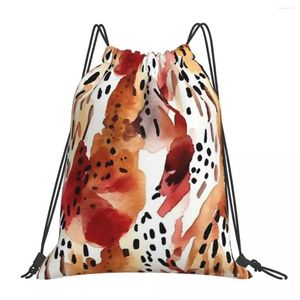 Sac à dos redish brun abstract boho animal imprimer motif bac à dos sac à cordon portable décontracté sacs divers sacs