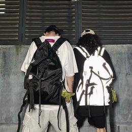 Rugzak reflecterende vrouwen unisex doek mode student zakpack stiksel trend rucksack street jeugd multifunctionele tas 323s