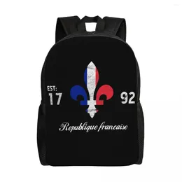 Mochila Republique Francais Fleur de Lis Escuela de viajes Computerbag Bags Flag Blag France Flower College Student Pack Pack Bag