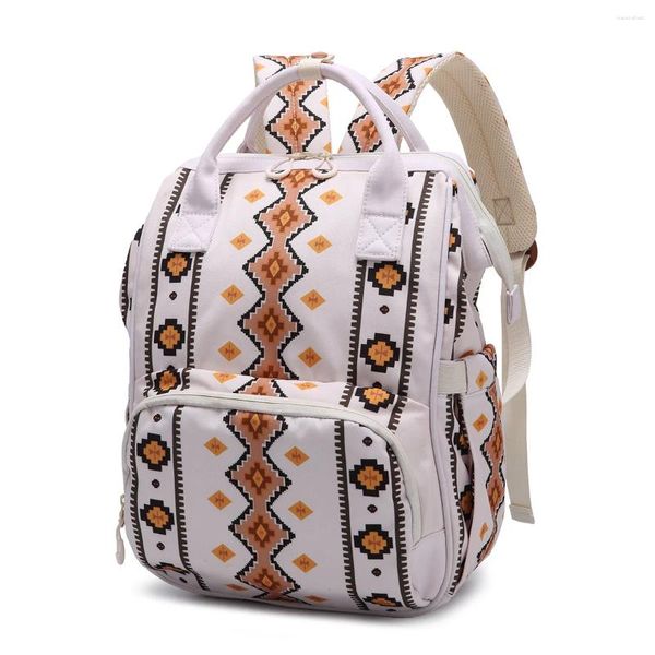 Sac à dos rétro rétro bohème aztec style ethnique de style maman couche à la couche épaule multifonctionnelle bébé