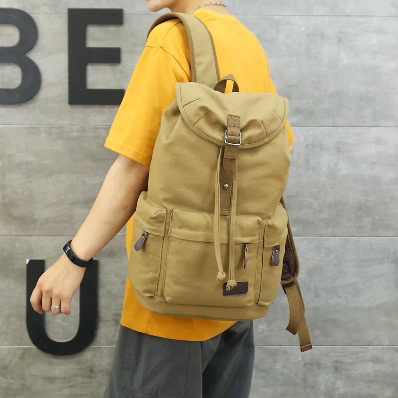 Backpack Retro Men's Trendy Canvas Bag High School Student Large Capacity Outdoor Leisure Travel