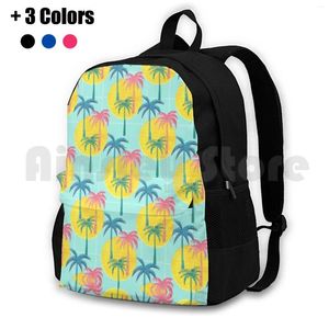 Mochila Retro Palmeras Senderismo al aire libre Montar Escalada Bolsa deportiva Árbol Palmeras Patrón Hojas tropicales de verano