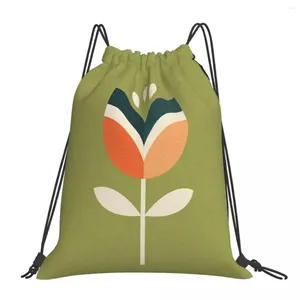 Sac à dos rétro Tulip - Sac à cordon portable orange et olive sac à cramps portable sac de chaussures de poche pour les étudiants en voyage