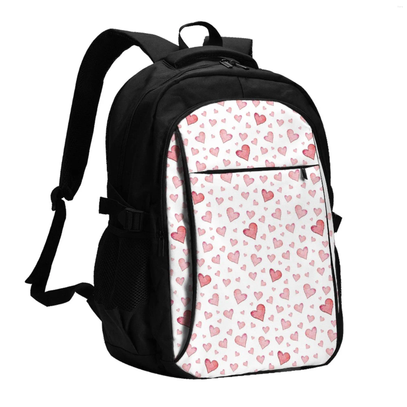 Backpack Rose Love Heart Pattern Large Capacity School Notebook Fashion Waterproof Adjustable Travel Sports