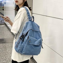 Sac à dos école pour étudiants coréens Vintage Mori Girl Denim coton fermeture éclair unisexe décontracté haute capacité femmes