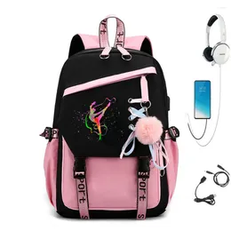 Backpack School for Teen Girls Kawaii Bookbag Women Girl Girl Schoolbag Bagpack Watercolor Gymnastics Design Teenage Travel Rucksack