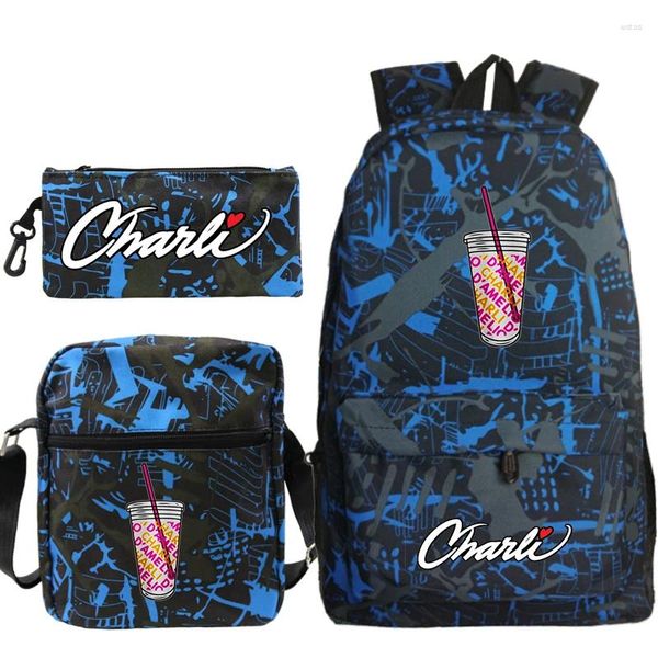 Sac à dos sac à dos mignon school étudiant 3d Charli D'Amelio Bagpack Bagpack Primary Books Bags Teenage Girls Kids Backpacks