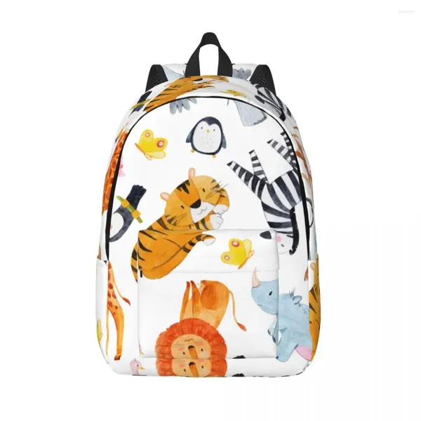 Mochila Mochila Escolar Estudiante Safari Animales Patrón De Acuarela Hombro Portátil Bolsa Escuela