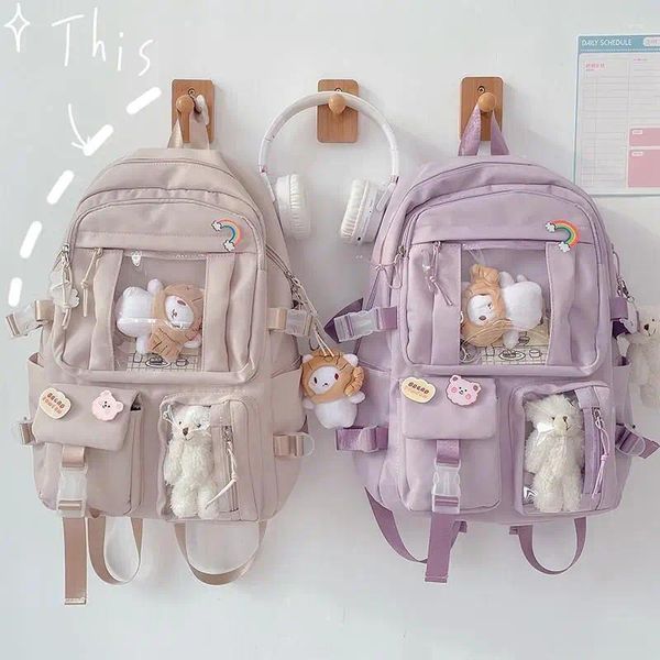 Sac à dos cartable pour filles, grande capacité, haute apparence, avec poupée mignonne, Style coréen, sac de voyage doux pour loisirs pour filles