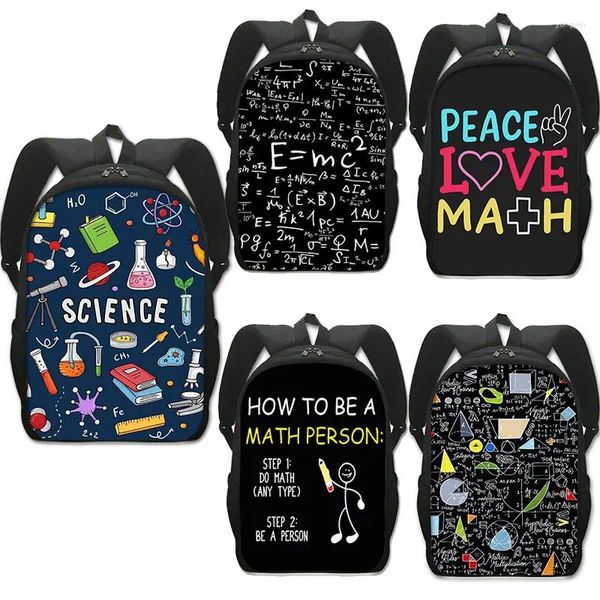 Sac à dos Science des sciences mathématiques physique pour adolescents garçons filles bookbags daypack chimie scolaire sac pour enfants sacs