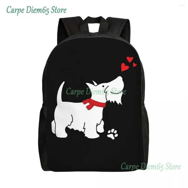 Sac à dos écossais Terrier Love sac à dos pour les hommes femmes résistantes à l'école résistante au collège scottie sac à chiens imprimé sac