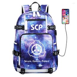 Backpack SCP Foundation Galaxy Travel grote schooltassen waterdichte boekentas USB laad laptop Bagpack dames daypack rucksack
