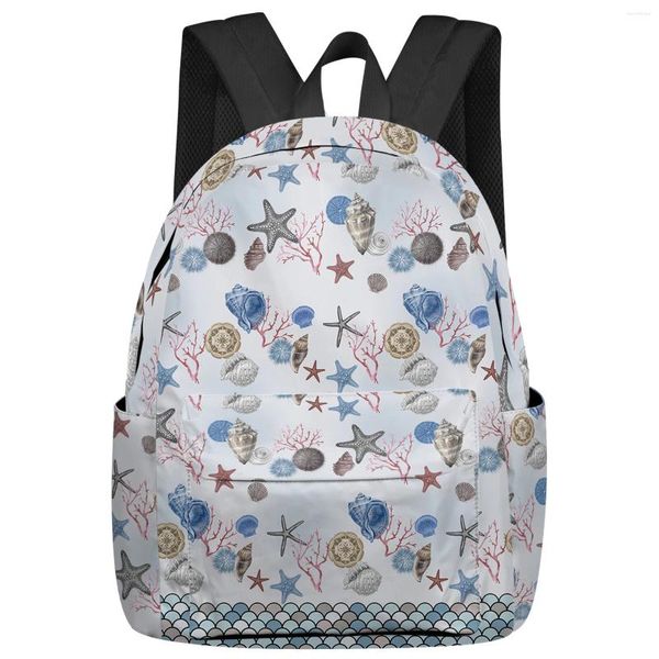 Sac à dos coquillages de mer écailles d'étoile de mer sacs d'école pour étudiants ordinateur portable personnalisé pour hommes femmes femme voyage Mochila