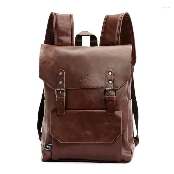 Mochila Venta de marca de cuero para hombres, mochilas Vintage, mochilas casuales, mochila escolar para ordenador portátil para adolescentes, Mochila de viaje coreana