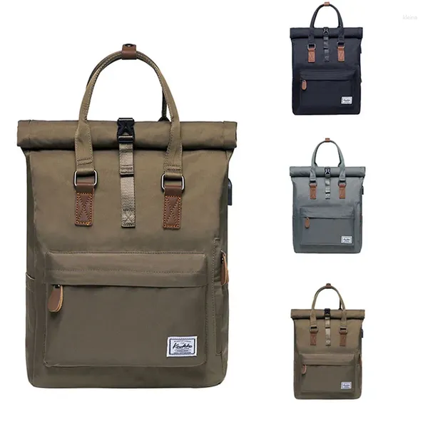 Mochila Simple Hombres Backapck Vintage Lona Satchel Mochila Mochila Escolar Viaje Camping Alta Capacidad Portátil Bolsas