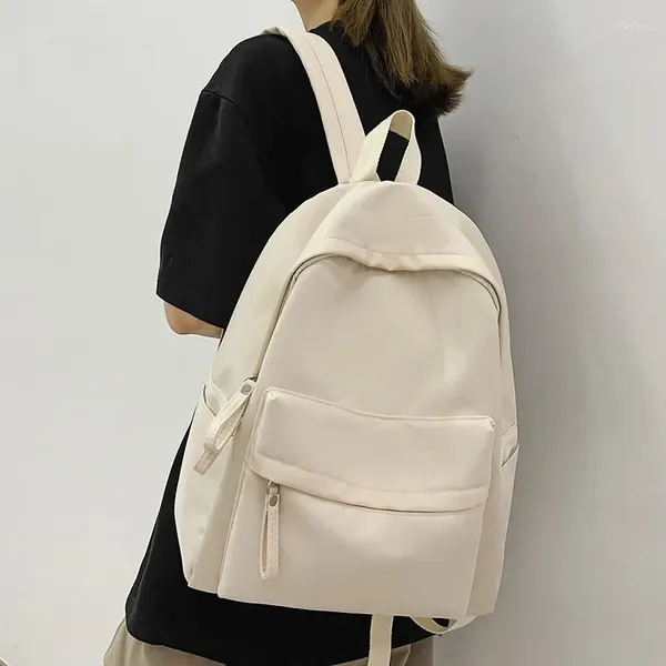 Mochila Simple Color Sólido Mujer Moda Bolsa Escolar Estudiante Universitario Moda Portátil Linda Chica Libro de Viaje Mujer