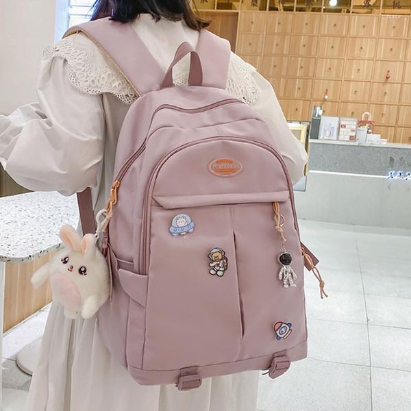 Mochila Simple para adolescentes, Color sólido, para estudiantes, para mujeres, versión coreana, mochilas para mujeres, bolsa de libros de gran capacidad