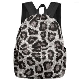 Sac à dos Texture de peau imprimé léopard grande capacité hommes sacs pour ordinateur portable lycée adolescent collège fille étudiant Mochila