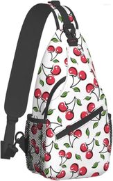 Rugzak Sling Bag Cherry White Red Red Hiking Daypack Crossbody Schouder Travel Chest Pack For Men Women Casual