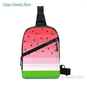 Rugzak sling tas watermeloen met zwart zaad borstpakket crossbody voor fietsen reizen wandelen